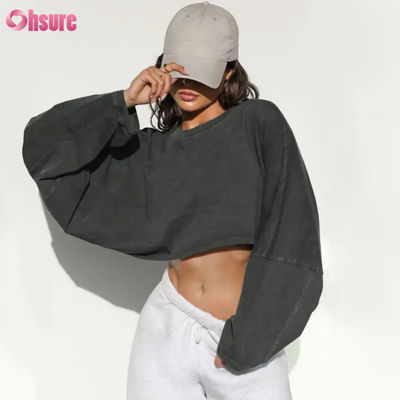 2025 Nueva Moda Ligera con Capucha Oversized Sudaderas con Capucha para Mujer Cuello Redondo y Jogger Crop Top