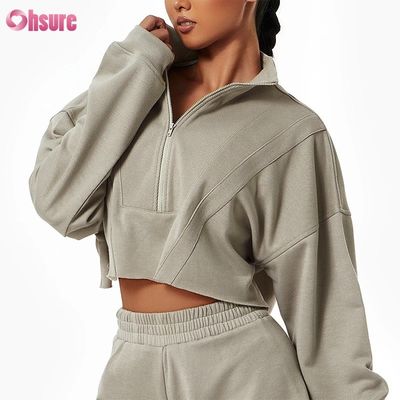 Logotipo personalizado Sudadera lisa personalizada con capucha para mujer Estampado de algodón de peso pesado Conjuntos cortos informales para mujer Dos piezas de punto de invierno