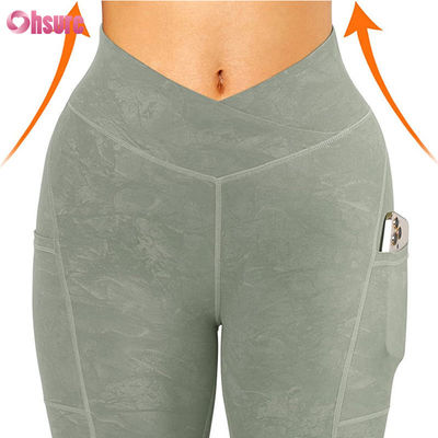 Personalizar Gimnasio V Leggings de cintura para mujeres Entrenamiento trasero levantamiento de pantalones de yoga Deportes Acondicionamiento físico Leggings de yoga con bolsillo
