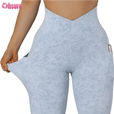 Personalizar Gimnasio V Leggings de cintura para mujeres Entrenamiento trasero levantamiento de pantalones de yoga Deportes Acondicionamiento físico Leggings de yoga con bolsillo