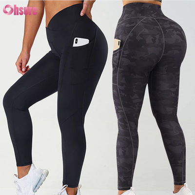 Personalizar Gimnasio V Leggings de cintura para mujeres Entrenamiento trasero levantamiento de pantalones de yoga Deportes Acondicionamiento físico Leggings de yoga con bolsillo