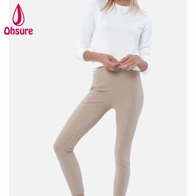 Mallas de equitación para mujer de cintura alta personalizadas de alta calidad con silicona, leggings ecuestres