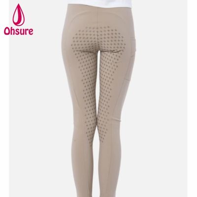 Mallas de equitación para mujer de cintura alta personalizadas de alta calidad con silicona, leggings ecuestres