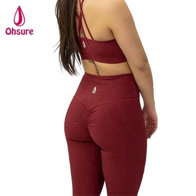 Calzoncillos de gimnasia de mujeres de cintura elástica Deportes ajustados de acondicionamiento físico con pantalones de yoga de patrón sólido