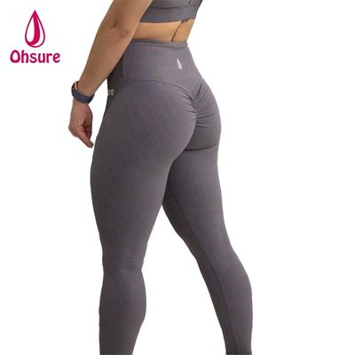Calzoncillos de gimnasia de mujeres de cintura elástica Deportes ajustados de acondicionamiento físico con pantalones de yoga de patrón sólido