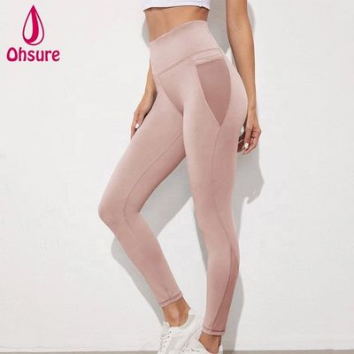 Pantalones de running de malla transpirable con bolsillo mallas de yoga personalizadas para mujer mallas de gimnasio de compresión