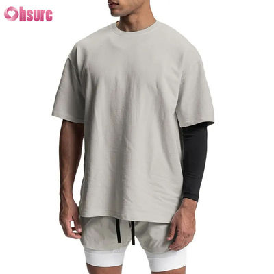 Camiseta de algodón en blanco de alta calidad, vintage, lavada, OEM, para gimnasio, deportes, de gran tamaño, para hombre
