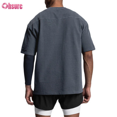 Camiseta de algodón en blanco de alta calidad, vintage, lavada, OEM, para gimnasio, deportes, de gran tamaño, para hombre