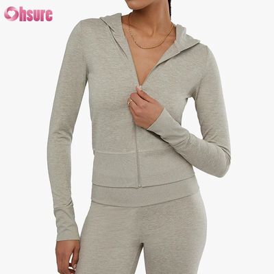 Chaqueta de entrenamiento con cremallera completa y activa de alta calidad para fitness, con bolsillo lateral para mujer