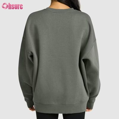 Sudadera larga personalizada para mujer, diseño casual holgado con cuello redondo y capucha para deportes de invierno, tejido de punto