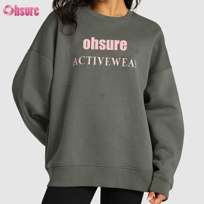 Sudadera larga personalizada para mujer, diseño casual holgado con cuello redondo y capucha para deportes de invierno, tejido de punto