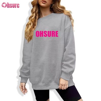 Sudadera larga personalizada para mujer, diseño casual holgado con cuello redondo y capucha para deportes de invierno, tejido de punto