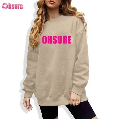 Sudadera larga personalizada para mujer, diseño casual holgado con cuello redondo y capucha para deportes de invierno, tejido de punto