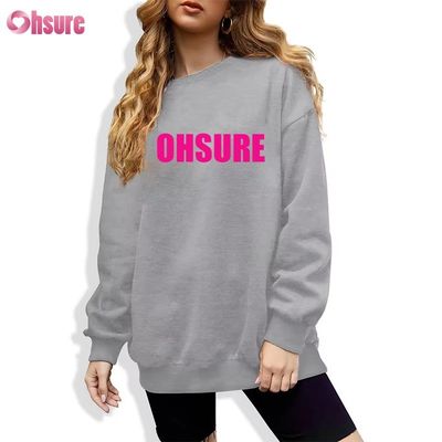 Sudadera larga personalizada para mujer, diseño casual holgado con cuello redondo y capucha para deportes de invierno, tejido de punto