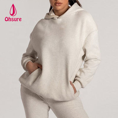 Sudaderas con capucha con logotipo personalizado Ohsure para mujer, lisas, bordadas, 100% algodón, holgadas, sudaderas oversize para mujer, esenciales, informales