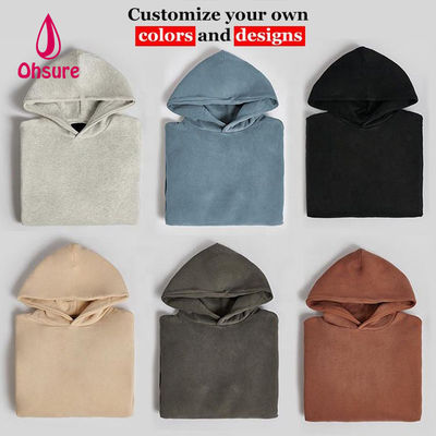 Sudaderas con capucha con logotipo personalizado Ohsure para mujer, lisas, bordadas, 100% algodón, holgadas, sudaderas oversize para mujer, esenciales, informales