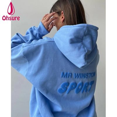 Logotipo personalizado Sudaderas con capucha lisas Ropa de calle Sudadera con capucha Ropa casual de invierno Estampado Algodón de peso pesado para mujer Corto