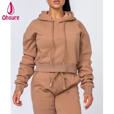 Ropa Deportiva para Mujer, Pulóveres, Tops, Forro Polar de Algodón Orgánico, Sudaderas con Capucha Deportivas, Logotipo en Relieve, Sudaderas con Capucha para Entrenamiento Físico para Mujer