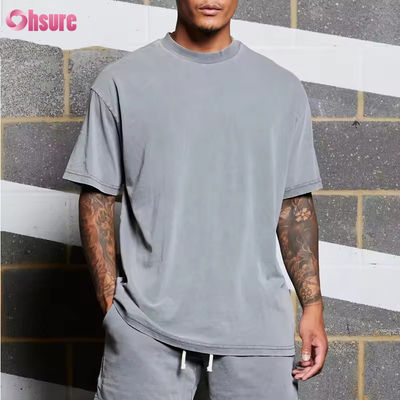 Logotipo personalizado Ropa de ejercicio Ropa deportiva Peso pesado Vintage algodón ácido lavado Correr de gran tamaño Camisa de gimnasia hombres