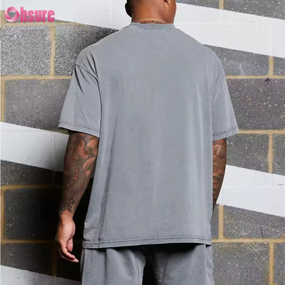 Logotipo personalizado Ropa de ejercicio Ropa deportiva Peso pesado Vintage algodón ácido lavado Correr de gran tamaño Camisa de gimnasia hombres