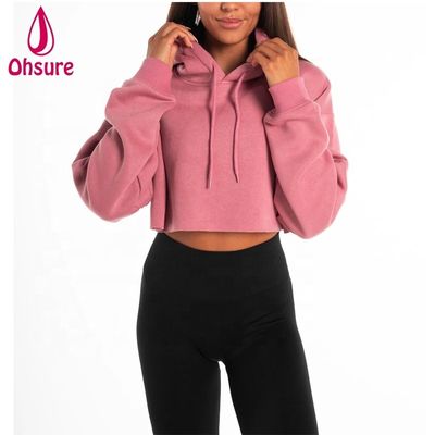 Sudaderas con capucha de entrenamiento para mujer, pesadas, de algodón, con forro polar, cortas, de gran tamaño