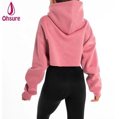 Sudaderas con capucha de entrenamiento para mujer, pesadas, de algodón, con forro polar, cortas, de gran tamaño