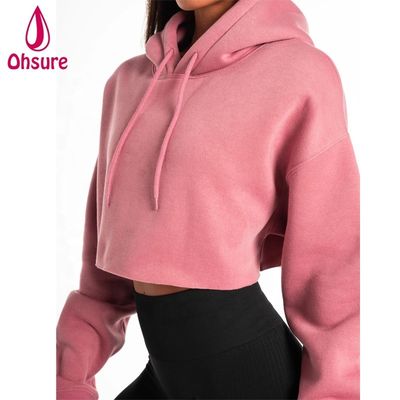 Sudaderas con capucha de entrenamiento para mujer, pesadas, de algodón, con forro polar, cortas, de gran tamaño