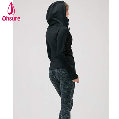 Chaqueta con capucha y cremallera completa para mujer, ligera, de alto rendimiento, para gimnasio y entrenamiento, con bolsillos laterales