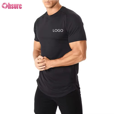 Vestidos de acondicionamiento físico de tamaño estadounidense camisetas deportivas de gimnasio para hombres T-shirts respiratorias de alta elasticidad rápidamente secas para correr camisetas slim fit