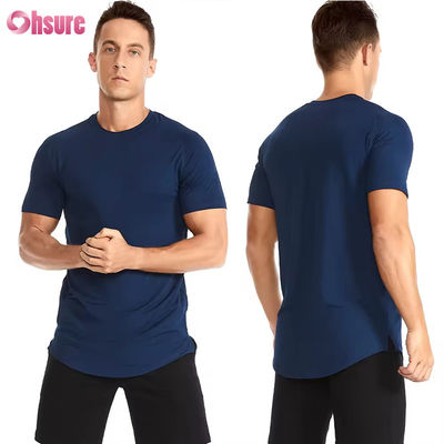Vestidos de acondicionamiento físico de tamaño estadounidense camisetas deportivas de gimnasio para hombres T-shirts respiratorias de alta elasticidad rápidamente secas para correr camisetas slim fit