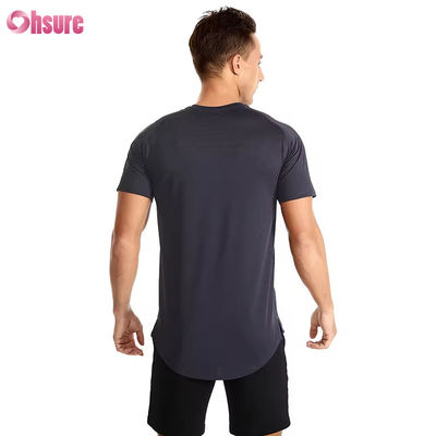 Vestidos de acondicionamiento físico de tamaño estadounidense camisetas deportivas de gimnasio para hombres T-shirts respiratorias de alta elasticidad rápidamente secas para correr camisetas slim fit