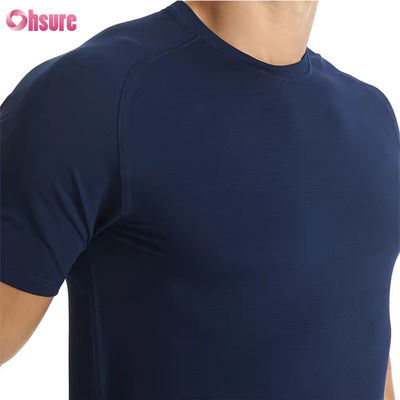 Vestidos de acondicionamiento físico de tamaño estadounidense camisetas deportivas de gimnasio para hombres T-shirts respiratorias de alta elasticidad rápidamente secas para correr camisetas slim fit