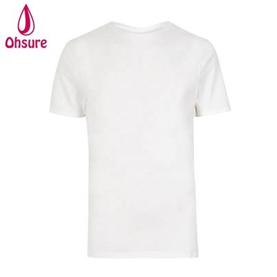 Logotipo personalizado T-shirt de gimnasio Muscle Slim Fit 95% Bambú 5% Spandex Bodybuilding Fitness Tee Hombres Deporte Blanco T-shirt