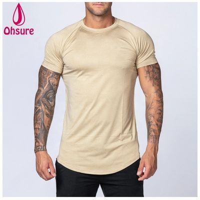 Ropa de ejercicio para hombre, camiseta de bambú, camiseta deportiva, entrenamiento, manga corta, estampado casual, patrón de impresión, tejido de soporte muscular