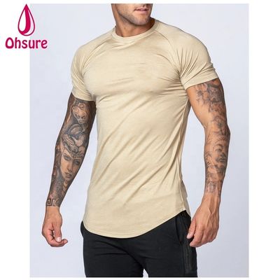 Ropa de ejercicio para hombre, camiseta de bambú, camiseta deportiva, entrenamiento, manga corta, estampado casual, patrón de impresión, tejido de soporte muscular