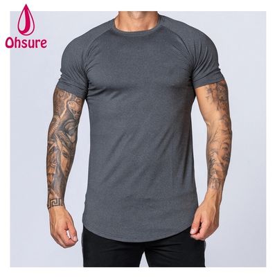 Ropa de ejercicio para hombre, camiseta de bambú, camiseta deportiva, entrenamiento, manga corta, estampado casual, patrón de impresión, tejido de soporte muscular