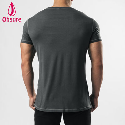 Camiseta deportiva de hombre de ajuste muscular con costuras en zigzag de secado rápido con logotipo personalizado OEM, entrenamiento de gimnasio para hombre, camisetas en blanco casuales estampadas
