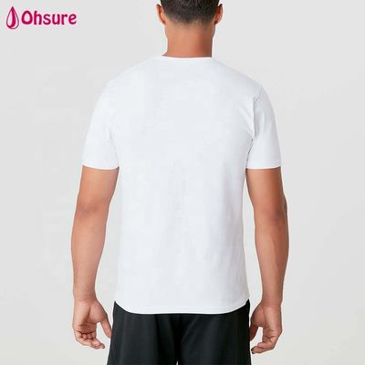 Mayorista Logotipo personalizado Camisas masculinas Slim Fit Hombre Ropa de gimnasio de algodón Spandex Blanco Camiseta de manga corta masculina