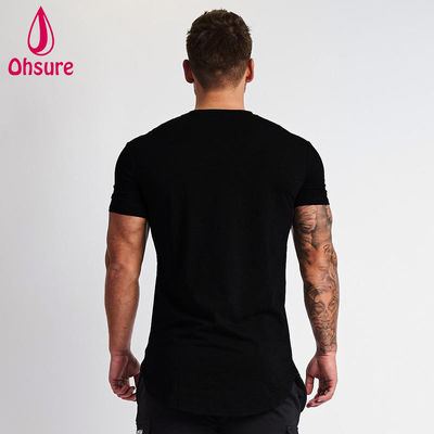 Alta calidad Summer Mens Sport Gym Running Rápido Seco Negro Mens T-shirt de fitness de color sólido