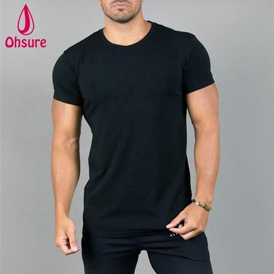 Camiseta de gimnasio de manga corta para hombre con estampado personalizado, entrenamiento deportivo, gimnasio, fitness, compresión, negro, estampado casual, patrón de punto, OEM