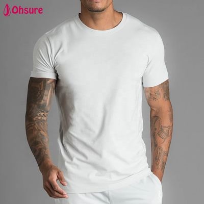 Nueva Ropa Deportiva Casual para Hombre Fitness Gimnasio Desgaste Camiseta Lisa Camiseta Ajustada de Bambú Camiseta Deportiva Personalizada