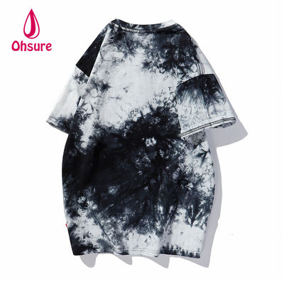 Ohsure 2023 camiseta personalizada de lavado de algodón corbata de color camiseta de calle con manga corta Verano Unisex Hombres patrón de impresión casual