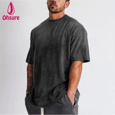 Camiseta de calle de algodón en blanco, camiseta de hombros caídos de gran tamaño, camiseta de peso pesado, impresión personalizada de alta calidad para hombre, informal
