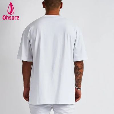Camiseta de calle de algodón en blanco, camiseta de hombros caídos de gran tamaño, camiseta de peso pesado, impresión personalizada de alta calidad para hombre, informal