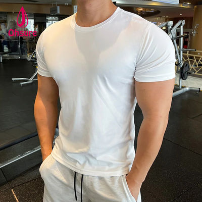 Ohsure Hombres Camiseta de manga corta de verano de seda fría reciclada de alta calidad Xylitol algodón personalizado de logotipo privado camisetas de gimnasio para hombres